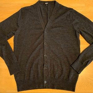 Uniqlo Sz M Mens Charcoal Black Cardigan Sweater